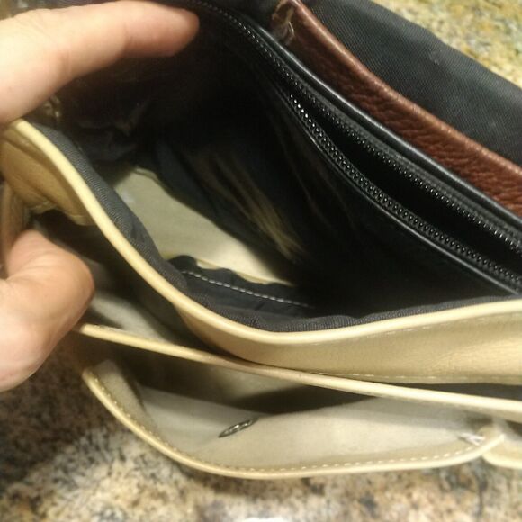 HANDMADE VINTAGE BEIGE LEATHER & ALLIGATOR W REAL TURQUOISE BAG PURSE - Picture 12 of 12